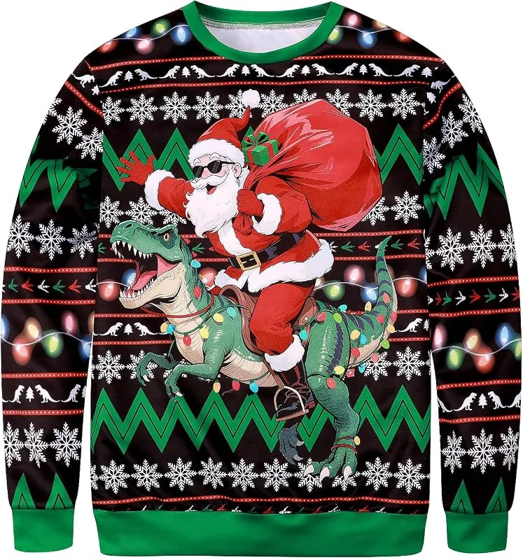 Visita la tienda de COSAVOROCK Suéter Navideño para Hombre Estampado 3D Novedoso Estilo Extravagante — Ropa Navidad