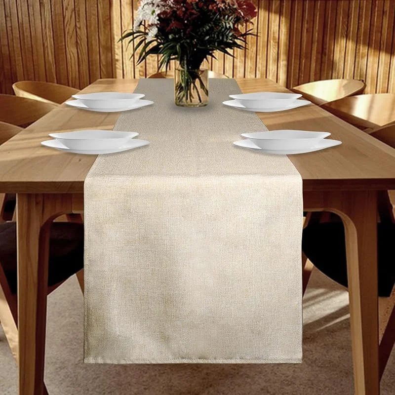 YUNSHANGHE Camino de Mesa Impermeable de 40 x 140 cm, Color Beige, Aspecto de Lino, Lavable, Moderno, Resistente a Las Manchas, Comedor, Fiesta, día Festivo — Hogar y cocina