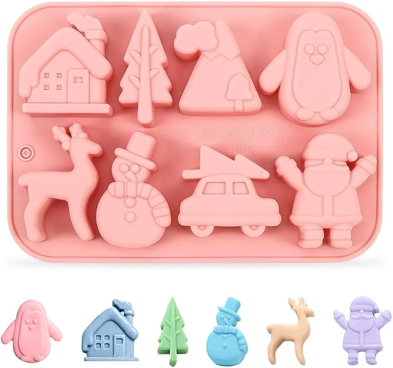 Visita la tienda de O-Kinee Molde de Navidad, Navidad Tema Molde de Silicona, Navidad Silicona Molde para Hornear, Moldes Bizcocho Navidad, Muffin patrón Pudding Chocolate Moldes para Galletas 3D — Hogar y cocina