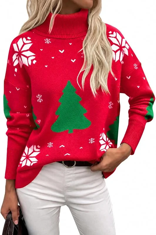 Visita la tienda de Zeagoo Zeagoo Jersey de Cuello Alto Mujer Invierno Suéter de Punto Otoño Pullover — Ropa Navidad