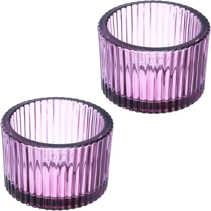 Visita la tienda de PATIKIL PATIKIL 2 Piezas Portavelas de Vidrio para Velas de Té Cena de Boda Morado — Adviento y mesa