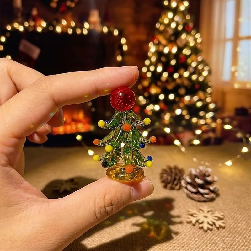 Figura de árbol de Navidad de cristal en miniatura para decoración navideña — Decoracion Navidad
