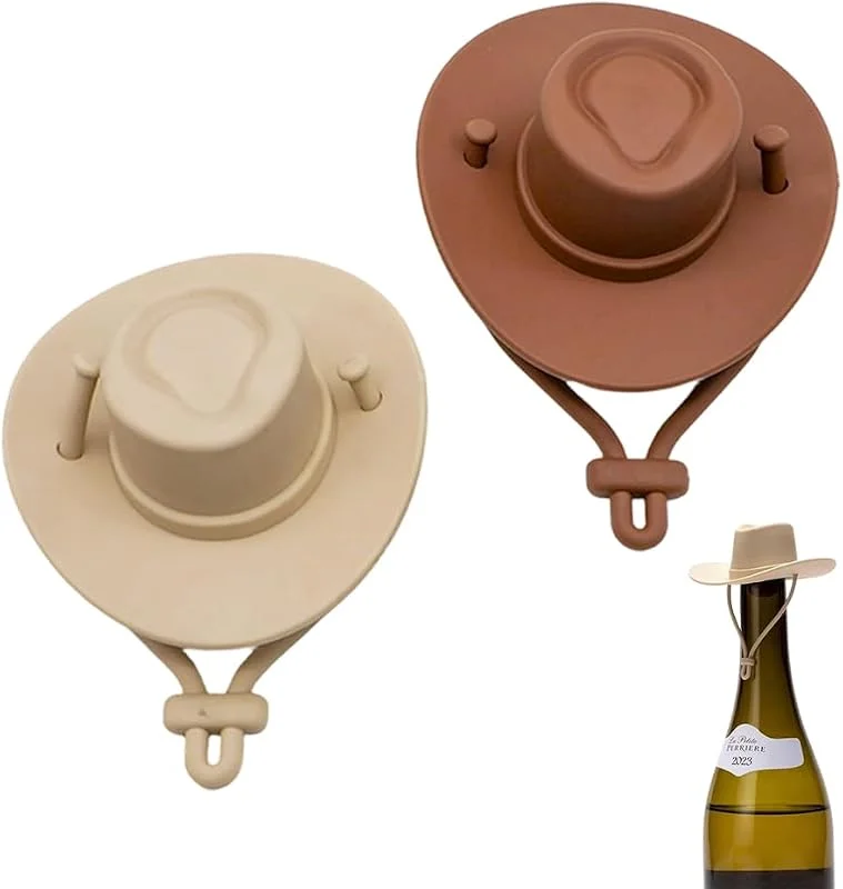 XFSRG 2 Piezas Tapones para Botellas de Vino Forma Sombrero Forma Sombrero Tapones Silicona Tapón Silicona para Botella Tapón de Vino (Caqui + Marrón) — Vino y mesa festiva