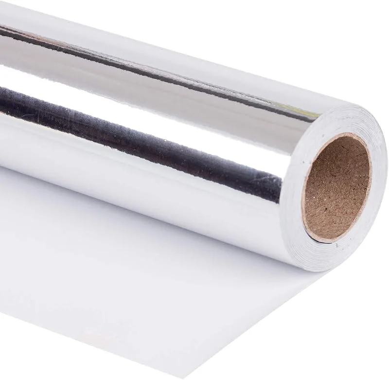 Visita la tienda de RUSPEPA RUSPEPA Papel De Envolver Metálico Plateado - Papel De Color Sólido Perfecto Para Bodas, Cumpleaños, Navidad, Regalos Para Bebés - 76 cm X 10 m — Envoltorio regalo