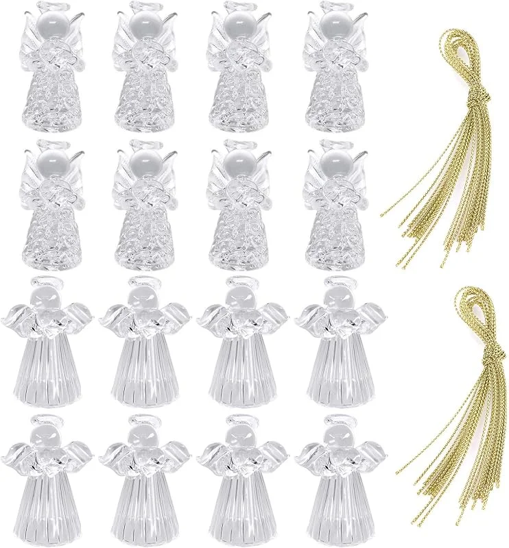 Gearific 16 Piezas de Adornos de ángel de Vidrio para Decoraciones de árboles de Navidad, Transparente — Decoracion Navidad