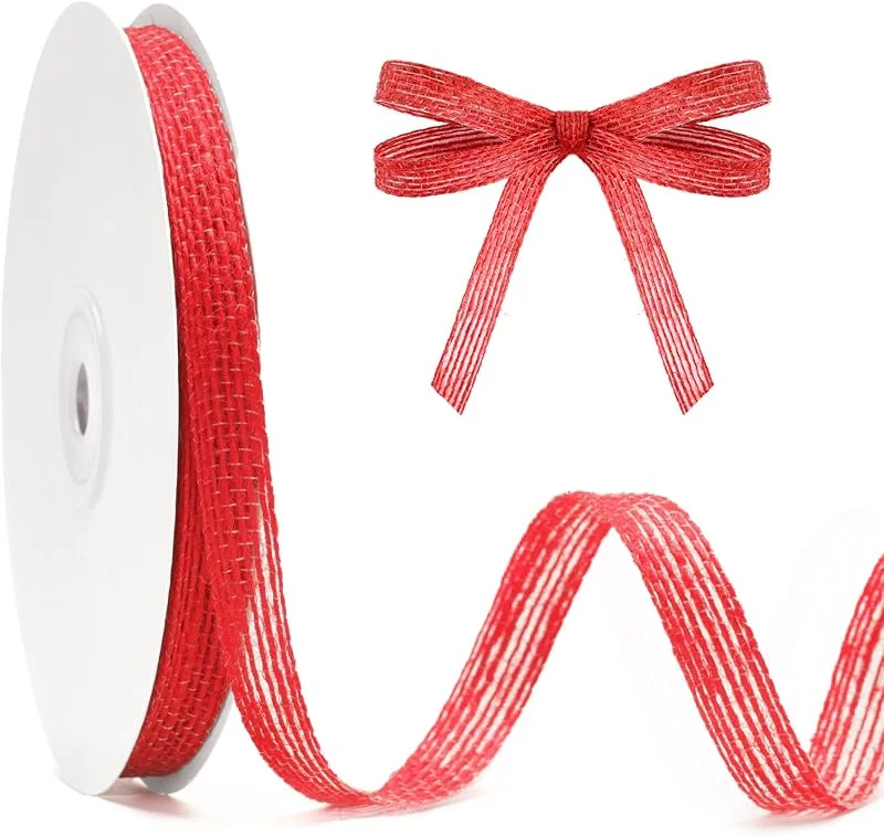 Visita la tienda de jijAcraft JijAcraft Cinta de yute roja 1 cm x 18 m: Cinta para regalos de Navidad — Envoltorio regalo