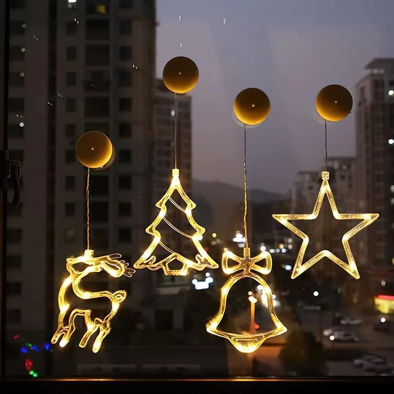 RosyFate Luce Ventana Navidad, 4 x Luces LED de Navidad con Ventosa, Cortina de Luz LED, Decoración Ventana Navidad, para Fiesta de Navidad, Interior, Exterior (Reindeer) — Decoracion Navidad
