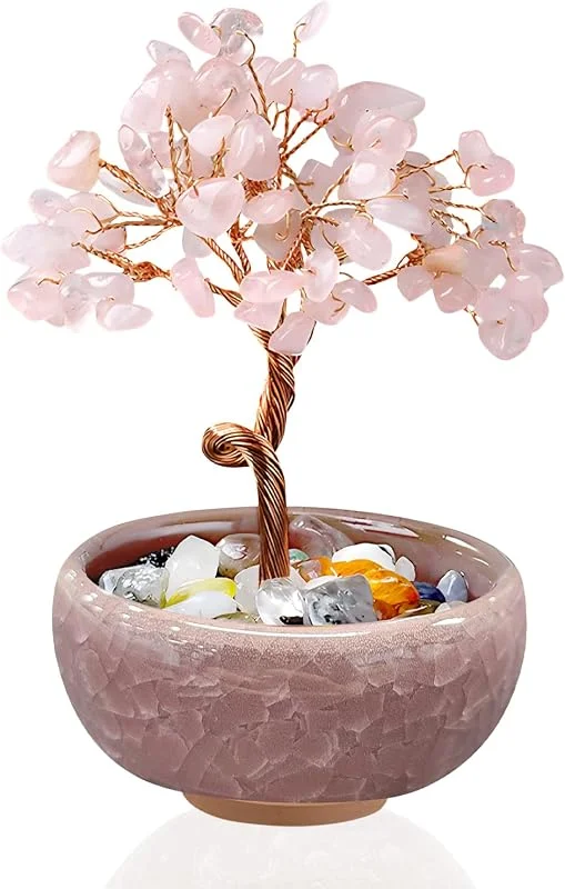 Visita la tienda de VLYX Árbol de la Vida de Cristal de Cuarzo Rosa VLYX - Árbol del Dinero Hecho a Mano con Piedras Rosadas para Decoración del Hogar y la Oficina, Regalo de Energía Positiva para Mujeres — Decoracion Navidad