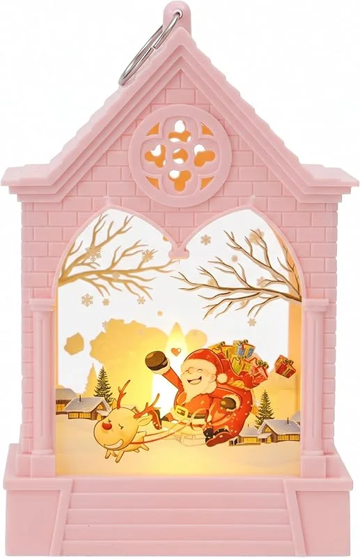 Tsawntd Casas de Pueblo navideñas, Adornos navideños iluminados, luz Nocturna con Efecto de proyección para decoración de Casas navideñas, Estilo C — Decoracion Navidad