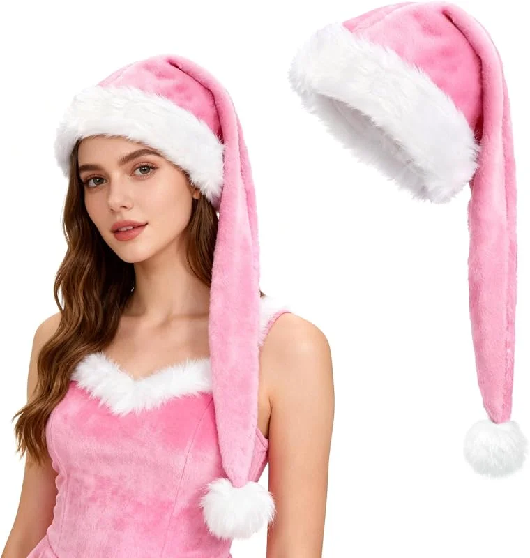 TAGVO Gorro Navideño para Adultos, Cálido Gorro de Navidad, Sombrero Santa Claus Invierno Gorros Largos de Navidad para Fiesta Festiva de Año Nuevo 55-57CM — Ropa Navidad