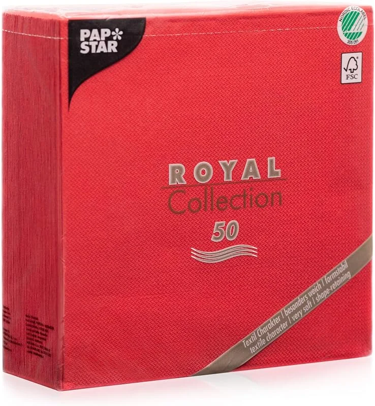 PAPSTAR - Servietten ROYAL 1, 4-Falz 40x40cm Rot — Adviento y mesa