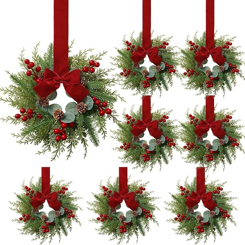 SOMYTING 8 coronas de Navidad, 34 cm, decoración navideña — Decoracion Navidad