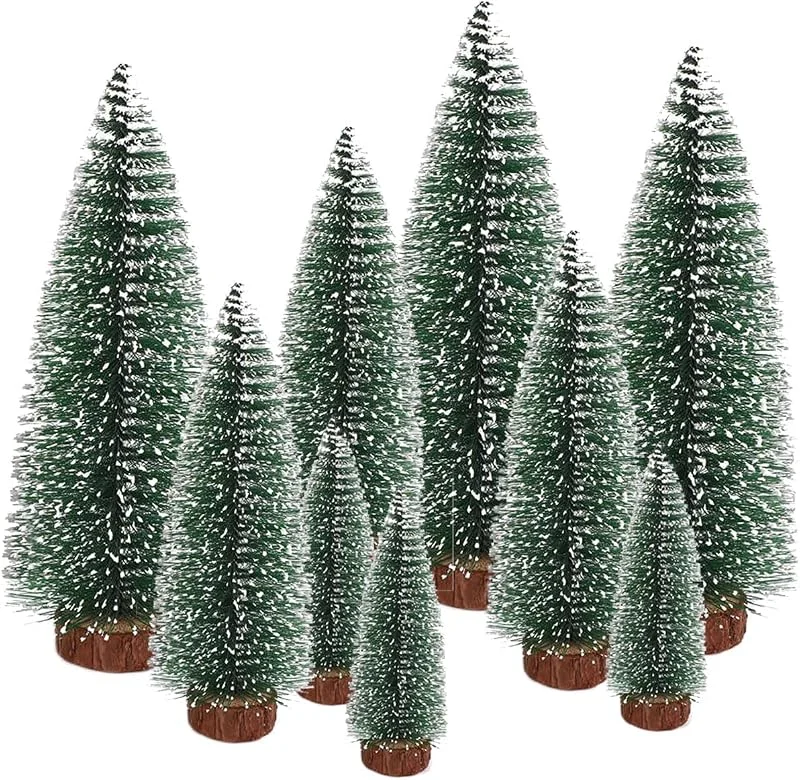 Visita la tienda de Jonami Mini Árbol de Navidad Miniatura Arbolitos de Navidad Artificial Pequeño con Bases de Madera para Decoración de Mesa, Hogar y Escaparate 10, 16, 22CM – 9PCS — Decoracion Navidad