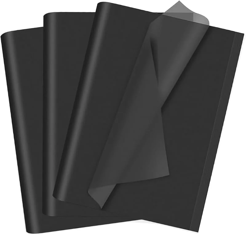 HJYODY 100 hojas de papel de seda negro, 35 x 50 cm, papel de seda para envolver regalos, para Navidad, flores, manualidades, bricolaje, cumpleaños, boda, regalo, decoración — Envoltorio regalo