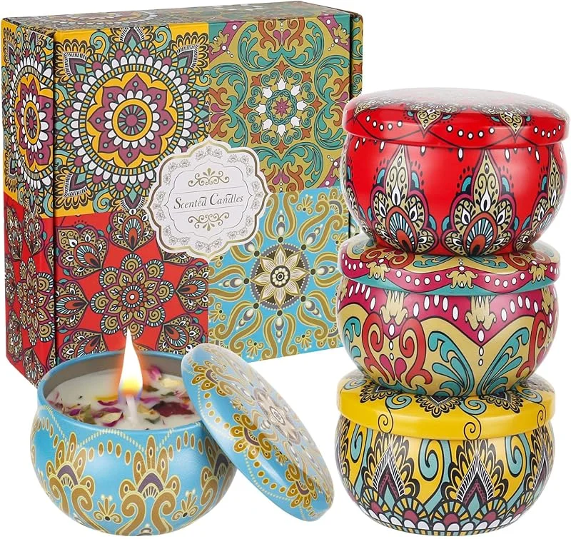 XTDMJ Velas perfumadas de regalo para mujer, paquete de 4 velas de aromaterapia de cera de soja natural, vela perfumada para aliviar el estrés, relajación corporal, Navidad, cumpleaños, baño, yoga — Cena a la luz de velas