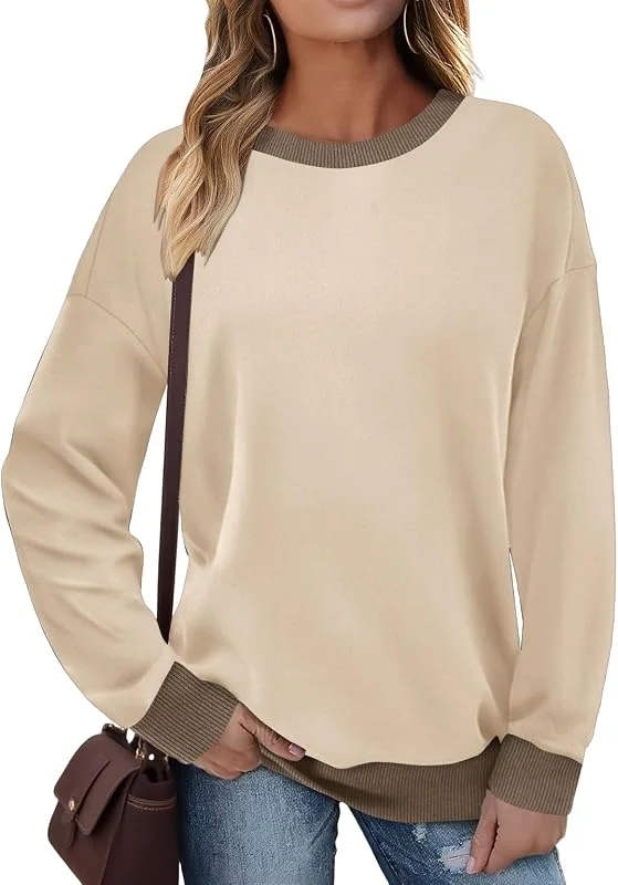 Visita la tienda de Cuptacc Cuptacc Sudaderas Mujer Jersey Escote Redondo Tops Manga Larga Mujer Sweatshirt De Canalé Camiseta Contraste De Colores — Ropa Navidad