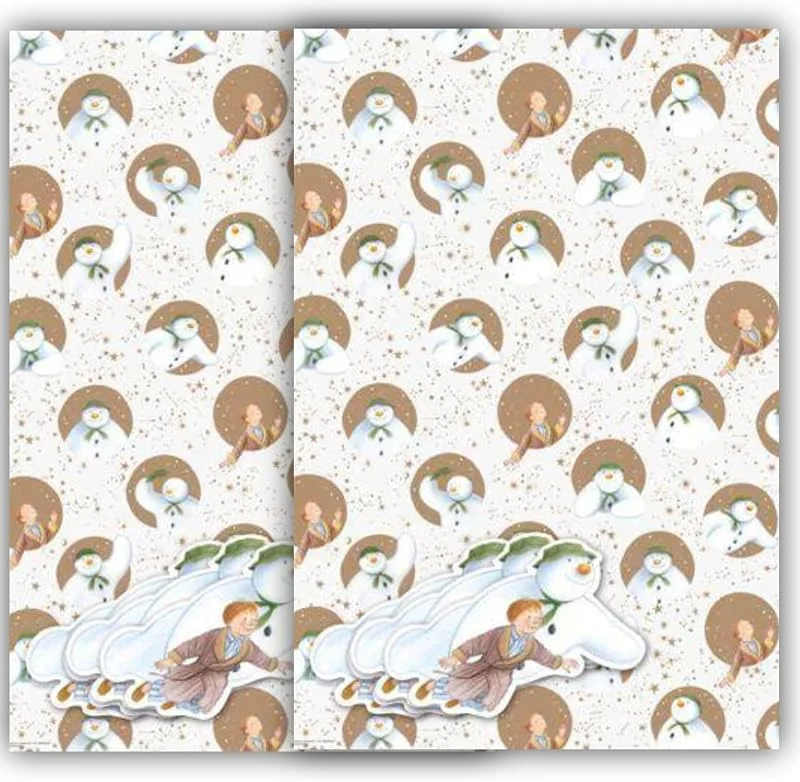 Danilo Promotions LTD The Snowman - Papel de regalo de Navidad para Navidad, 4 hojas, 4 etiquetas, muñeco de nieve — Envoltorio regalo