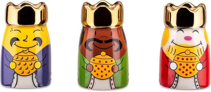 Alessi AMGI10SET1 Figuras de Diseño de los Reyes Magos en Porcelana Decoradas a Mano, 3 Piezas — Decoracion Navidad
