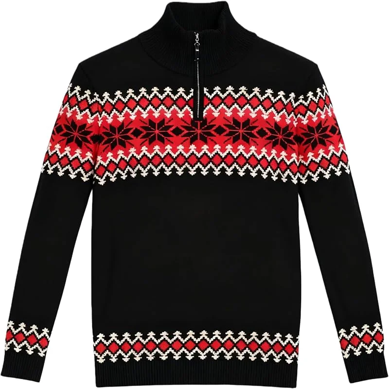 Visita la tienda de Yukiuiny Suéter Navidad Hombre Cuello Alto Cremallera Navideño Prendas de Punto Adherente Tops Manga Larga Jersey Calcetín Básico Invierno Jerséis Comfort — Ropa Navidad