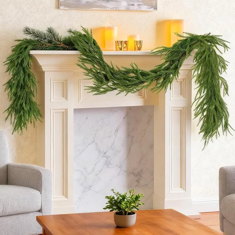 ChaneeHann Guirnalda de abeto artificial (1, 8 m), color verde — Decoracion Navidad
