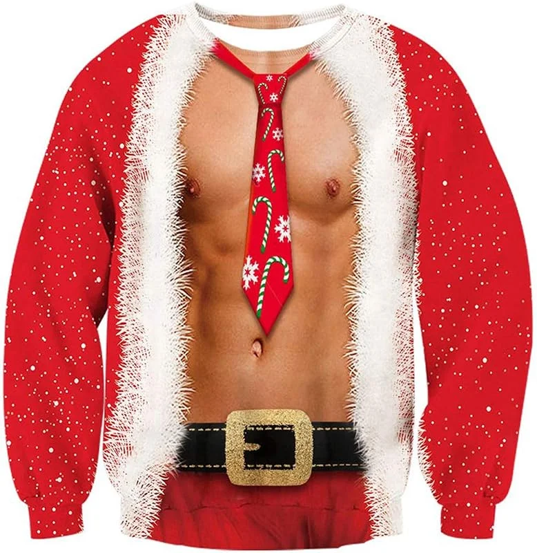Visita la tienda de TUONROAD TUONROAD Suéter de Navidad Unisexo Novedad Christmas Impreso Jerséis Cuello Redondo Manga Larga Ugly Xmas Sweater Invierno para Mujer Hombre S-XXL — Ropa Navidad