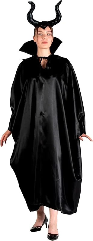Visita la tienda de Ciao Maleficient Witch Bruja Maléfica kit de disfraz chica mujer adulta (Talla única) capa y tocado con cuernos — Ropa Navidad