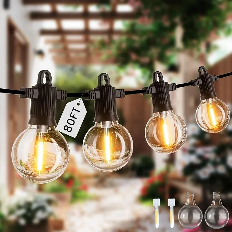 Visita la tienda de ZOTOYI ZOTOYI Guirnalda de Luces Exterior IP65 de 80FT con 30+2 Bombillas LED Indestructibles y de Ahorro Energético, Guirnaldas Luminosas para Balcón, Jardín Interior, Pasillo y Reuniones Familiar — Luces Navidad