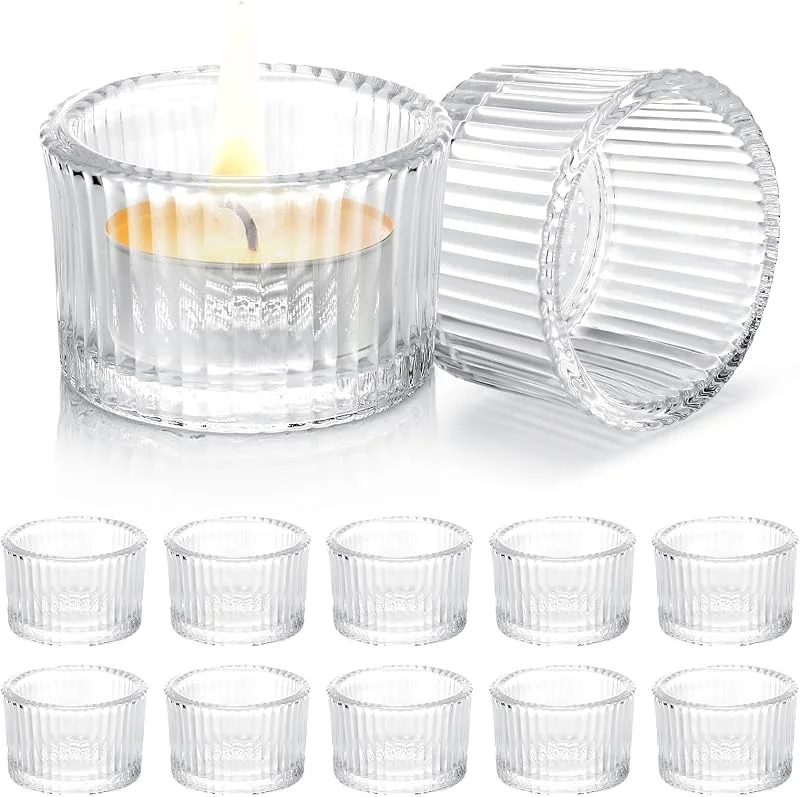 Staranry 12pcs Portavelas de Cristal, 4.5x3.5cm Portavelas de Té — Adviento y mesa