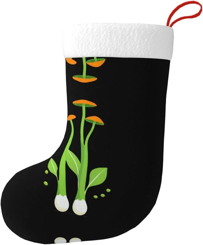 Winhga Calcetines de Navidad con estampado de setas y guisantes de doble cara para decoración de interiores y fiestas de gran capacidad — Decoracion Navidad