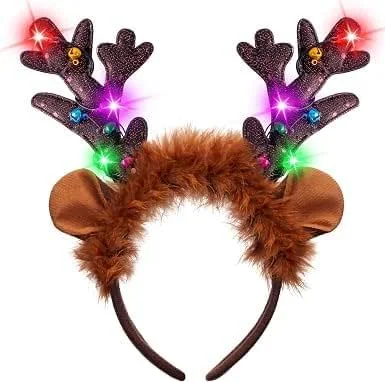Visita la tienda de JOYIN JOYIN Diadema de reno con luz de Navidad para adultos y niños, suministros de Navidad, accesorios de Navidad, vacaciones — Ropa Navidad