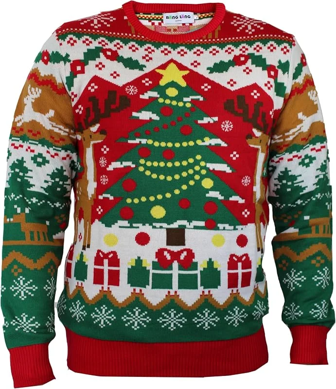 Bäng Läng Jersey navideño para hombre y mujer, Ugly Christmas Sweater de poliéster reciclado, suéter de Navidad unisex, diseñado en Baviera — Ropa Navidad