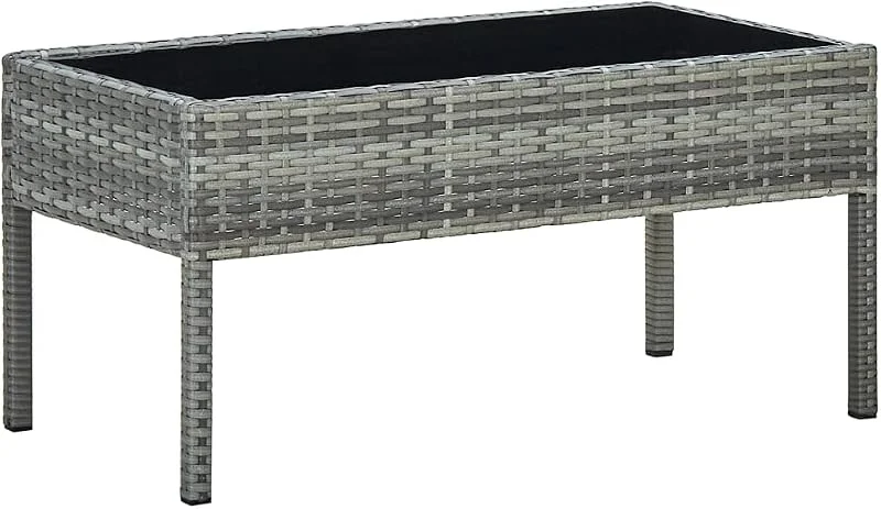 Visita la tienda de vidaXL vidaXL Mesa de jardín ratán sintético Gris 75x40x37 cm — Decoracion Navidad