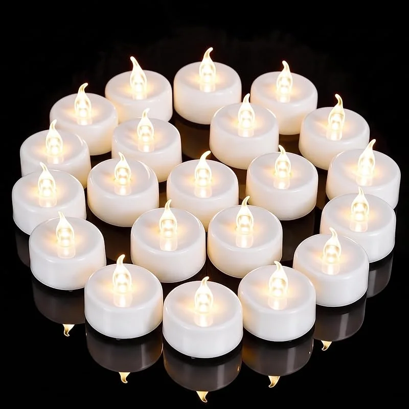 Boyfield 24 Velas LED de té Efecto Llama con Pilas para Decoración Navidad — Cena a la luz de velas