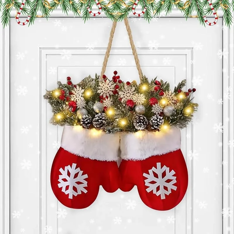 Visita la tienda de HoldOneLight HoldOneLight Corona de Navidad para Puerta Principal con Luces LED, decoración navideña de Puerta con Pilas — Decoracion Navidad