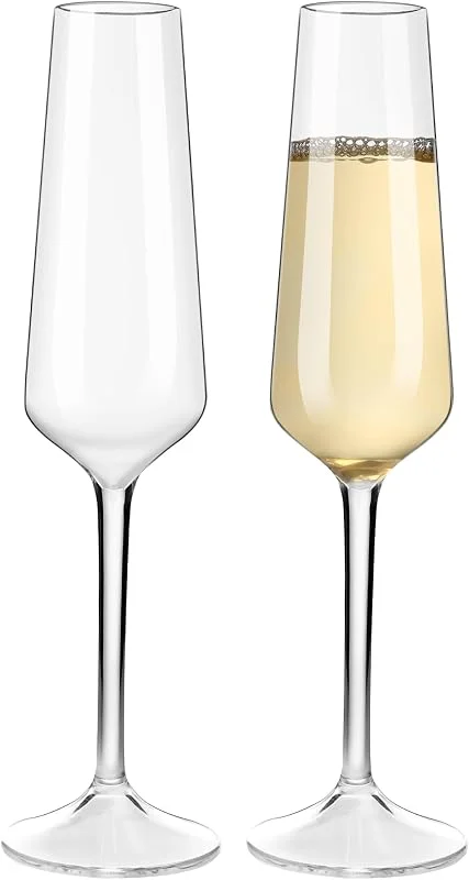 Visita la tienda de HAHASHOW HAHASHOW Copas de Champán de Plástico Tritan Irrompible, 224 ml Juego de 2 — Vino y mesa festiva