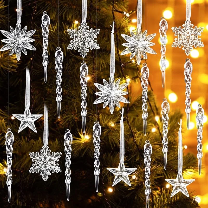 Visita la tienda de MELLIEX MELLIEX 21 Piezas Adornos Navidad de Carámbano Copo de Nieve, Decoración de Árboles Navideña de Cristal Acrílico Transparente para Navidad Invierno Fiesta Decoración — Decoracion Navidad