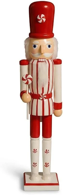KAROLINE&CO. Cascanuez de Madera 60 cm Rojo y Blanco – Figura Decorativa para Decoracion Navidad, Adornos Navidad y Christmas Decorations – Ideal para Navidad decoración