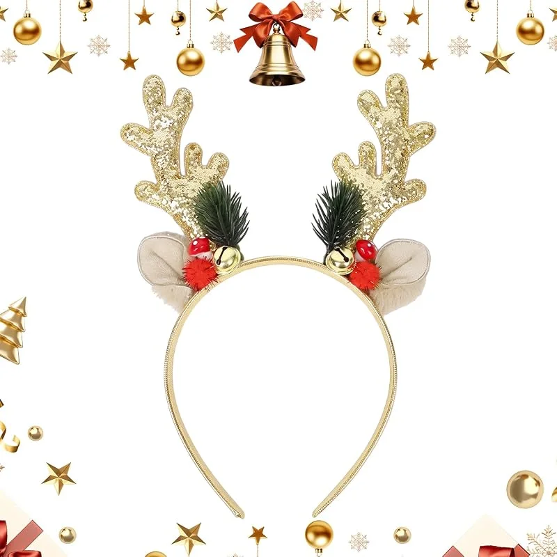 REEKNOKOL Diadema de Reno, Diadema Navideña para Mujeres y Niñas — Ropa Navidad