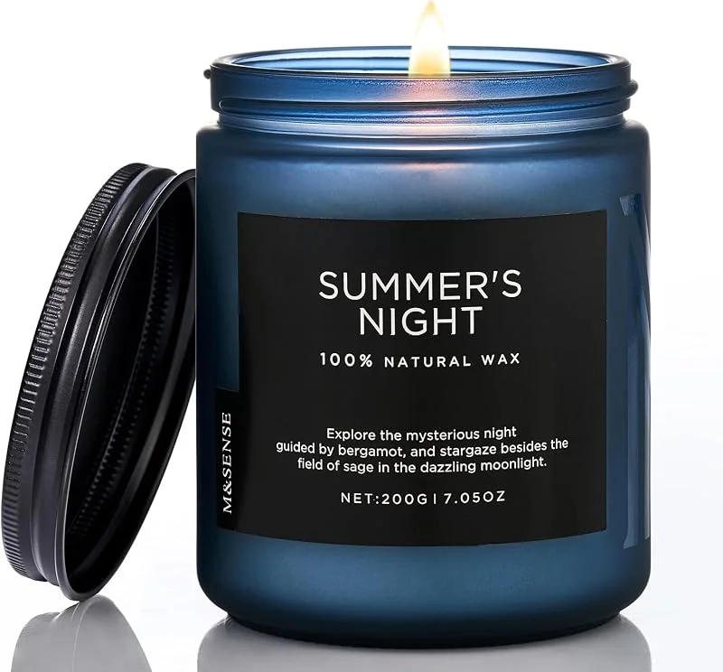 M&SENSE Velas Aromáticas Noche de Verano, 50 Horas de Quemado Limpio, Cera de Soja Natural, Velas Perfumadas para Decoración Casa y Regalos Originales para Mujer, Relajación Dormitorio y Paz Mental — Cena a la luz de velas