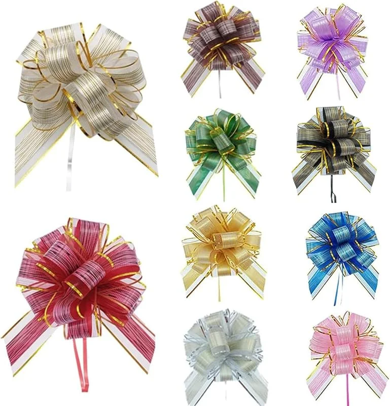 ZHjuju Moños y Cintas, 10 Piezas Lazo de Tirar de Envolver Regalo Lazo de Organza Grande Lazos Grandes Lazo de Regalo Lazo Grande para Envolver Regalos Lazo de Envolver Regalo para Bodas Cumpleaños — Envoltorio regalo