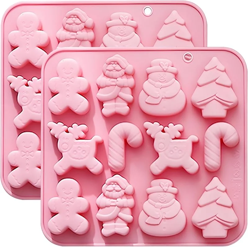 Visita la tienda de Butabeishy Juego de 2 moldes de silicona de Navidad, 16, 5 x 15, 9 cm, color rosa — Hogar y cocina