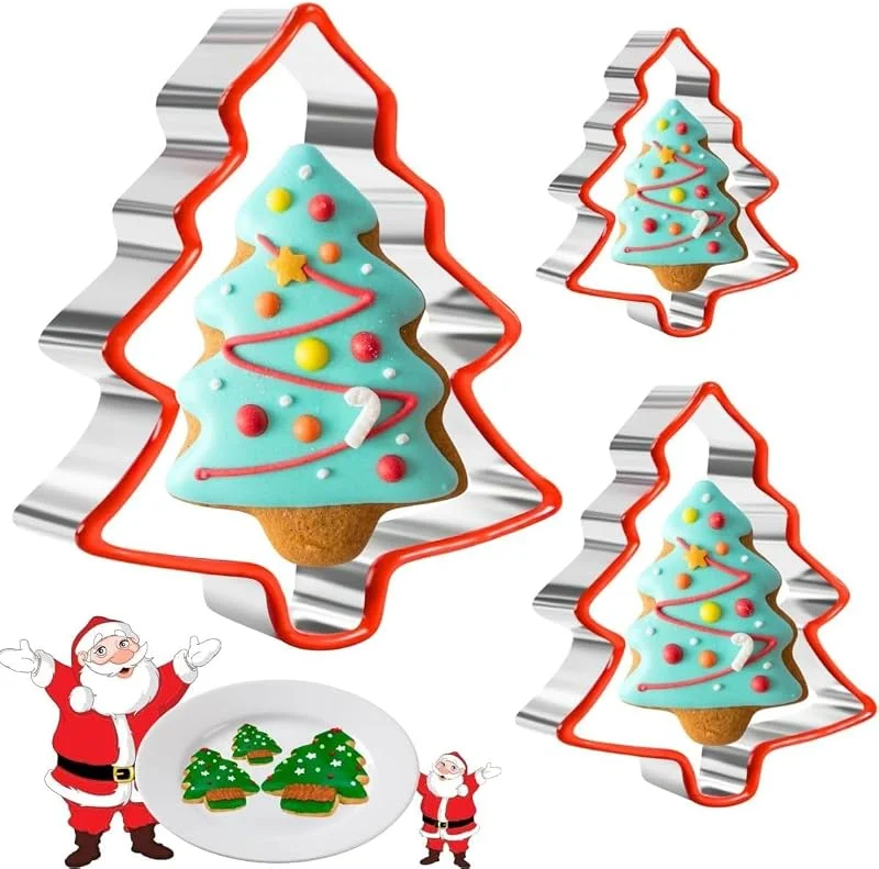Keepatyart Cortadores árbol de Navidad, set de 3 con borde de silicona — Hogar y cocina
