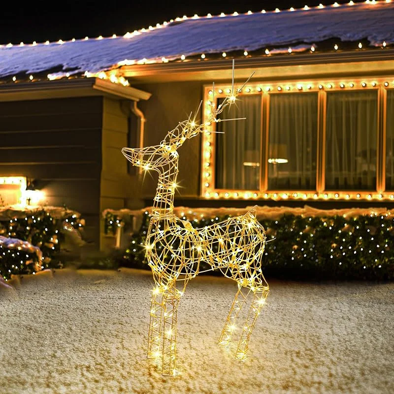 Visita la tienda de Joomer Joomer 240 LED Reno de Navidad Iluminado de Metal 85CM Blanco Cálido — Luces Navidad