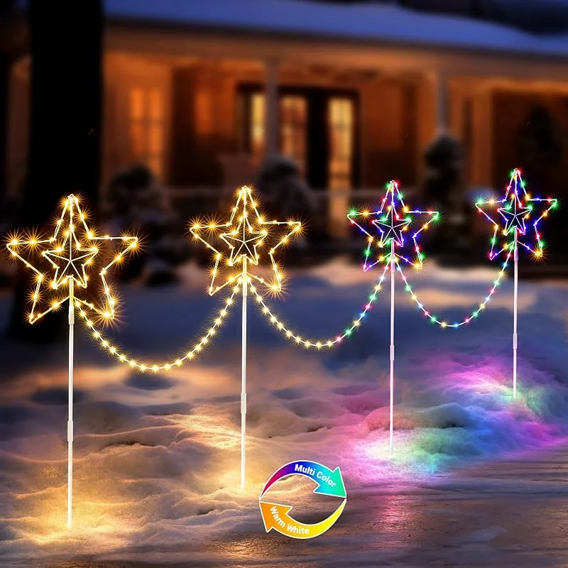Visita la tienda de Avoalre Avoalre Luces Navidad Exterior para Caminos, 4 Piezas 216LED — Decoracion Navidad