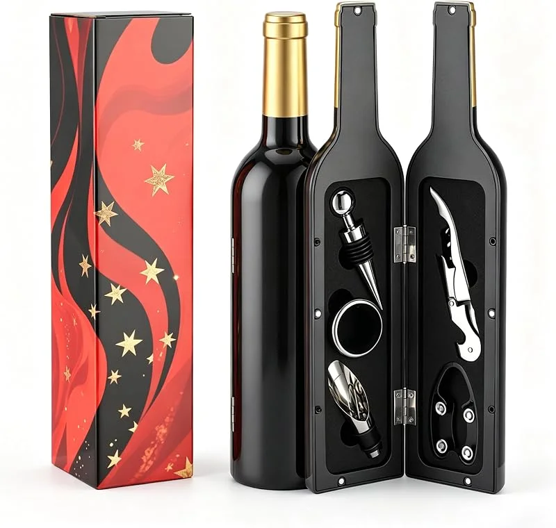KINGROW Set de regalo de accesorios de vino dorado con 5 herramientas en — Vino y mesa festiva