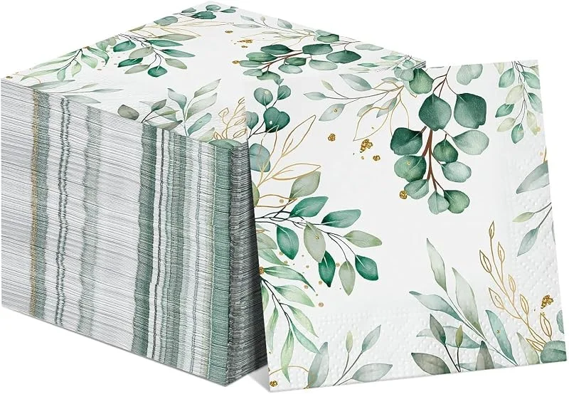 FENGCHUANG 80 Piezas Servilletas Verde Eucalipto 33 x 33cm Hojas Verdes — Adviento y mesa