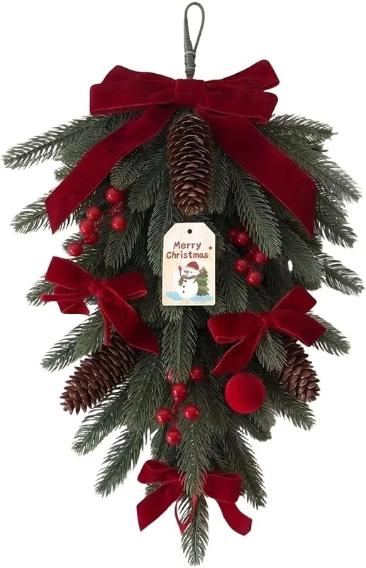 Amesor Corona de Navidad Artificial Realista y Reutilizable — Decoracion Navidad
