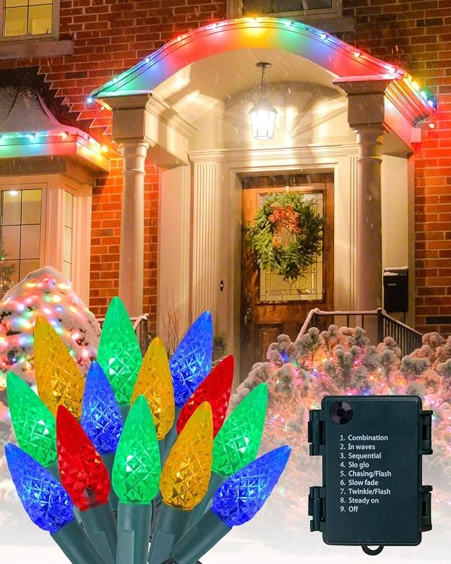 Visita la tienda de Lamptobe Luces Navidad, Vintage 5M con 50 fresas LED Guirnalda Navidad, Cable Verde, Impermeable, 8 modos de iluminación navideña para decorar fiestas, Halloween y Navidad.