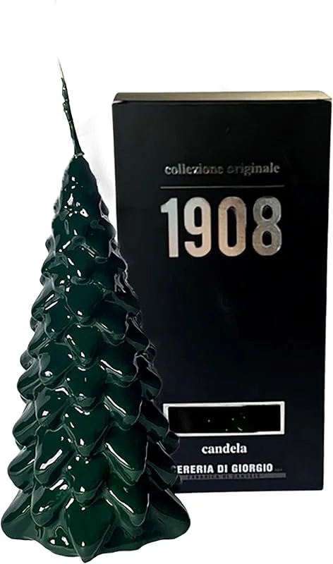 Cereria Di Giorgio Vela artesanal - Árbol de Navidad - Cereria de Jorge - Verde oscuro - Altura 20 cm - Hecho a mano — Cena a la luz de velas