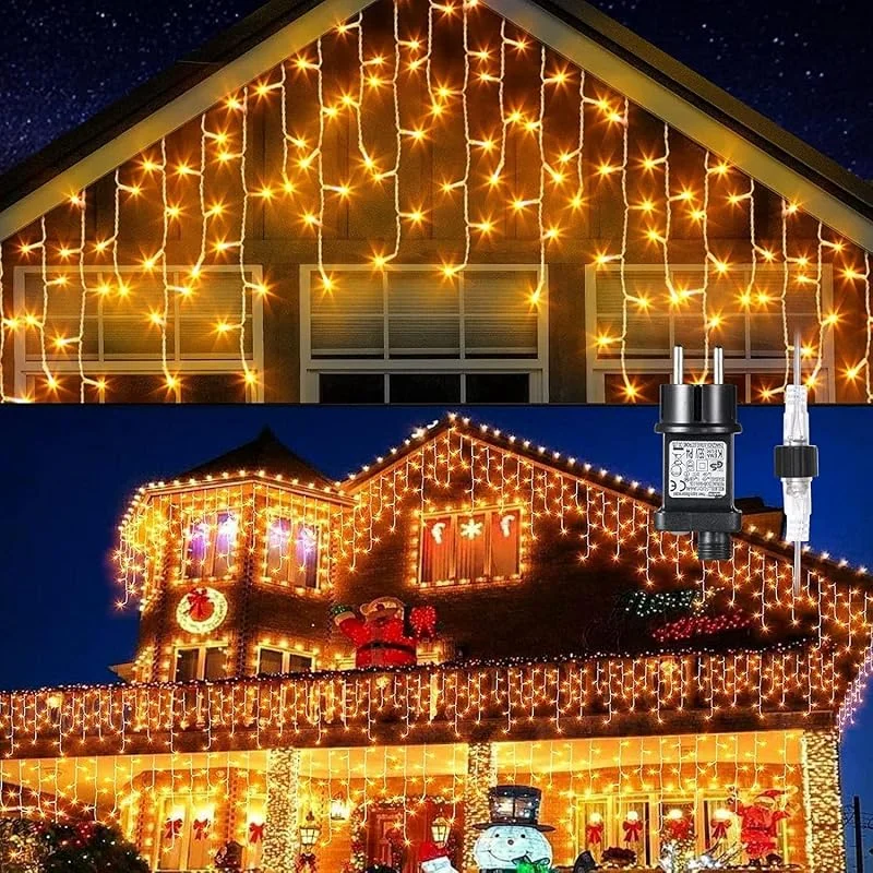 Visita la tienda de GlobaLink GlobaLink Tenda Luminosa Esterno 20M 800LED Catena Luminosa Esterno IP44 Luci Natale Esterno 8 Modalità per Natale, Gronda, Patio, Giardino, Matrimonio con 25 Flange (bianco caldo Ghiacciolo) — Luces Navidad